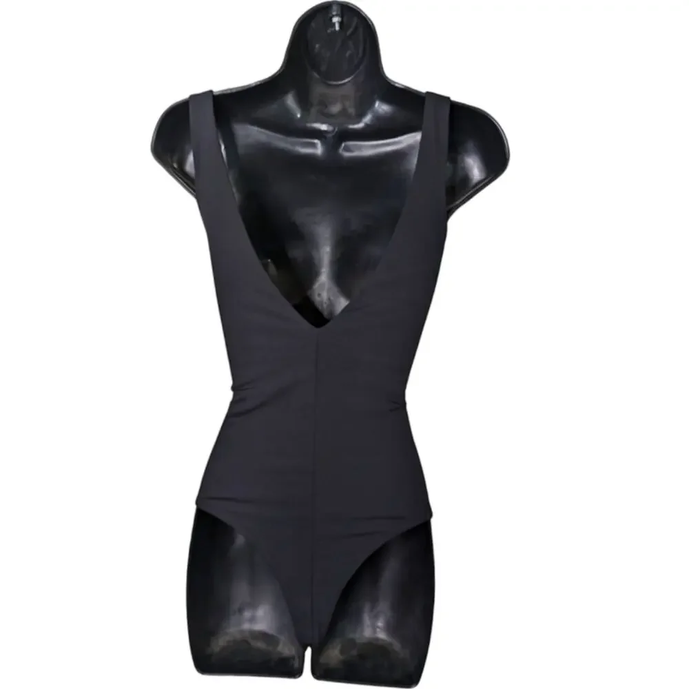 Meshki Valda Bodysuit XS Black Cutout Snap Button Blogger Favorite Resort